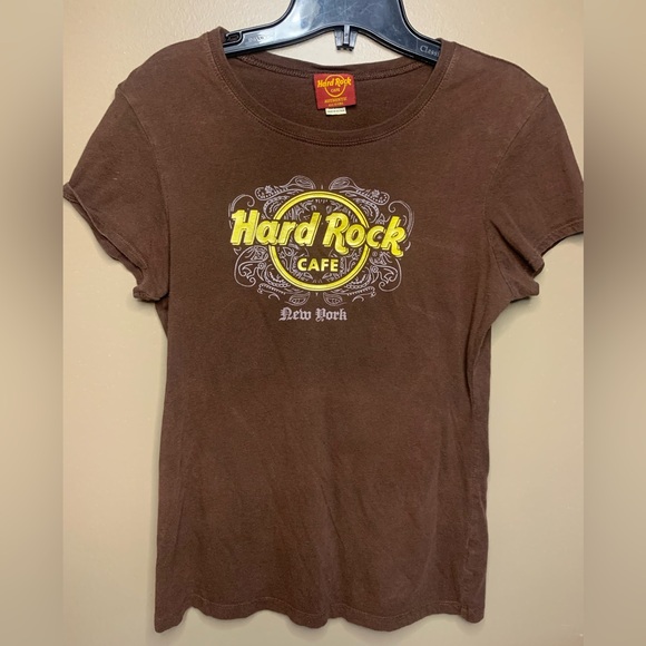 Hard Rock Cafe New York ladies brown t-shirt size Medium - Picture 2 of 4